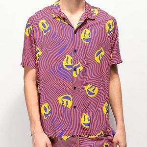 Neff Warped Smile Red Short Sleeve Button Up Shirt